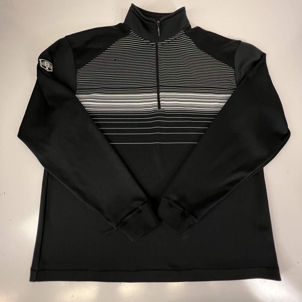 Straight Down Pullover Mens Medium‎ Stripe Quarter Zip Golf Athletic Sweater